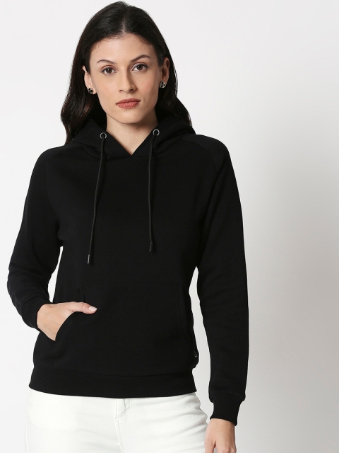

Bewakoof Women Black Solid Hooded Sweatshirt