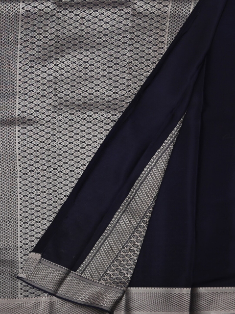 

Pothys Navy Blue & Silver-Coloured Pure Silk Woven Design Mysore Silk Saree