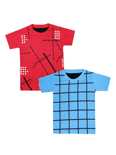 

Luke & Lilly Boys Pack of 2 Checked Round Neck T-shirt, Red