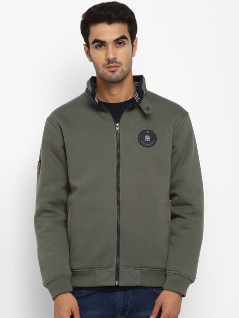 

Octave Men Olive Green Solid Sweatshirt