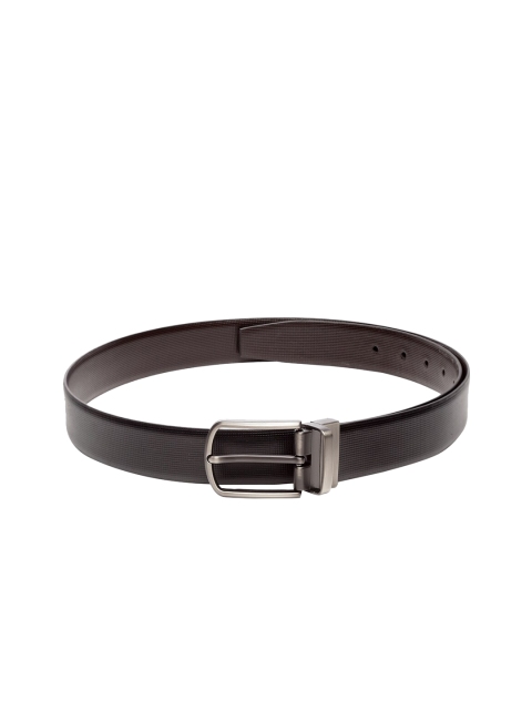 

Teakwood Leathers Men Black & Brown Reversible Textured Leather Belt
