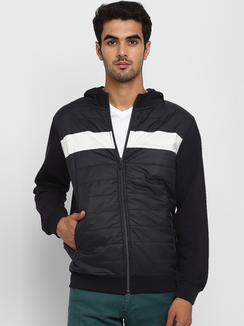 

Octave Men Navy Blue Colourblocked Hooded Sweatshirt