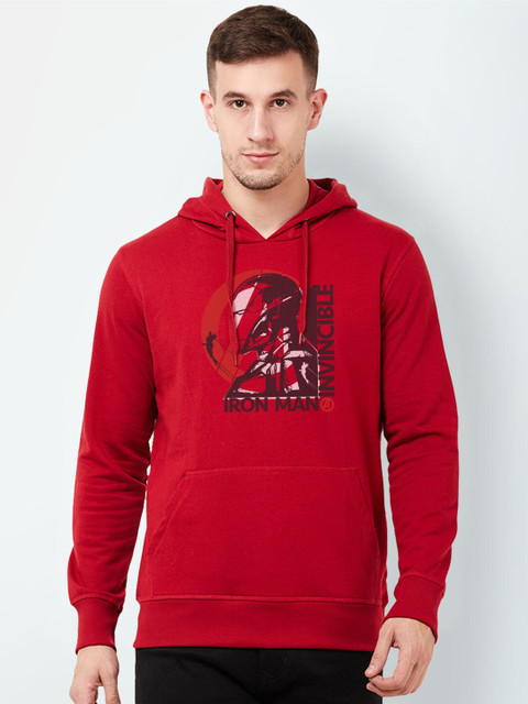 

Free Authority Men Red Iron Man Printed Hooded Sweatshirt