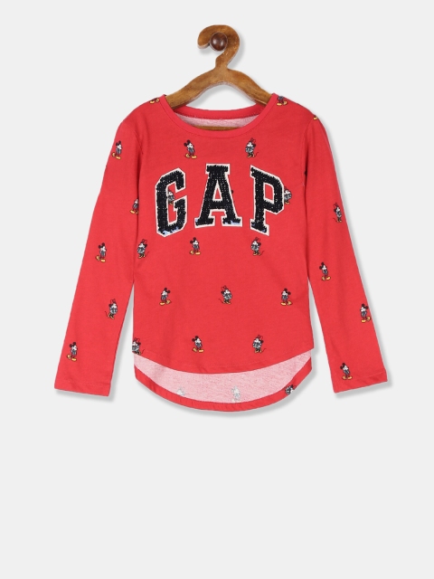

GAP Girls Red Disney Mickey Mouse Flippy Sequin Logo T-Shirt