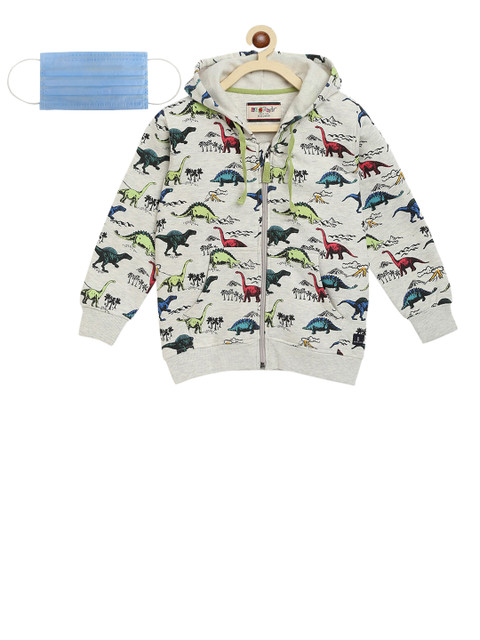 

Lil Tomatoes Boys Grey Printed Hooded Sweatshirt