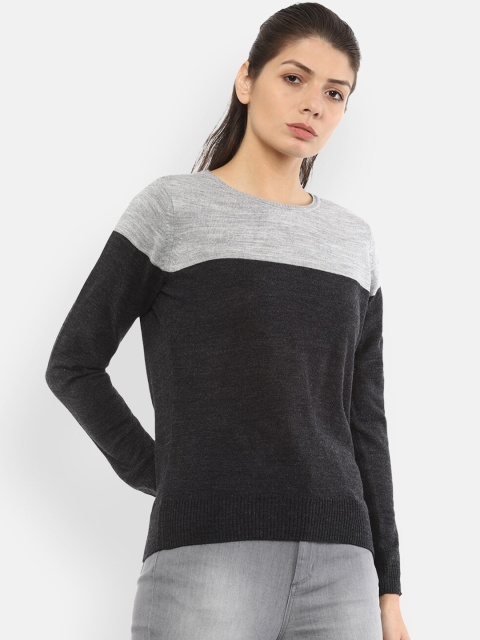 

Van Heusen Woman Women Black & Grey Colourblocked Sweatshirt