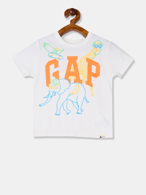 

GAP Boy Off White Crew Neck Logo Graphic T-Shirt