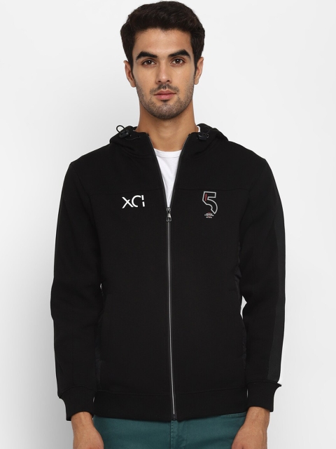 

Octave Men Black Solid Hooded Sweatshirt