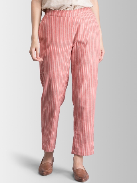 

FableStreet Women Red & White Regular Fit Striped Culottes
