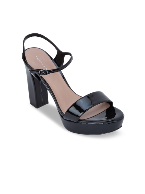 

CHARLES & KEITH Black Solid Block Heels