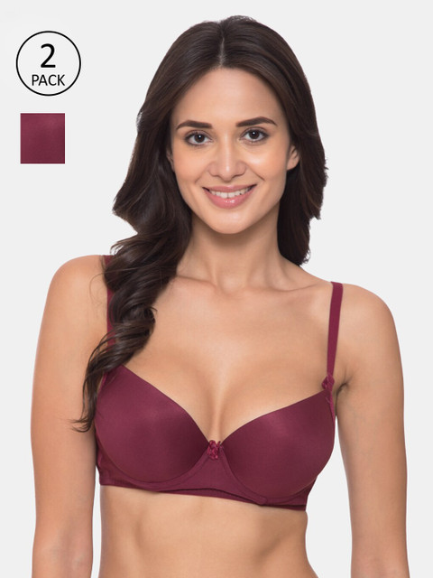 

Tweens Pack Of 2 Maroon Solid Underwired Heavily Padded Everyday Bra