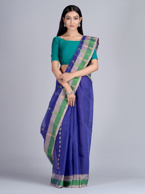 

Mitera Blue Pure Cotton Woven Design Taant Saree