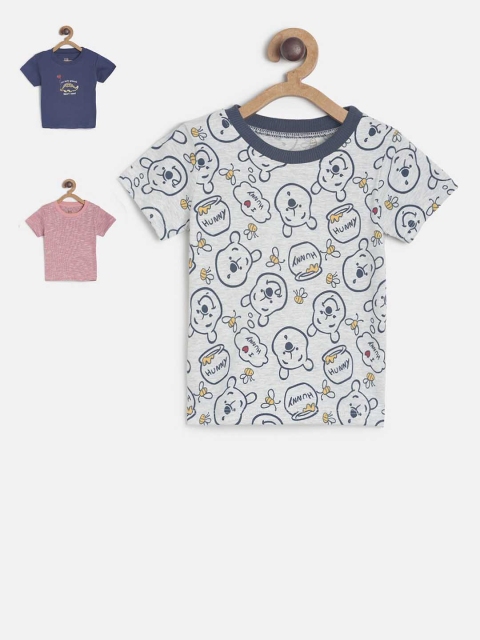 

MINI KLUB Boys Pack of 3 Printed Round Neck T-shirts, White
