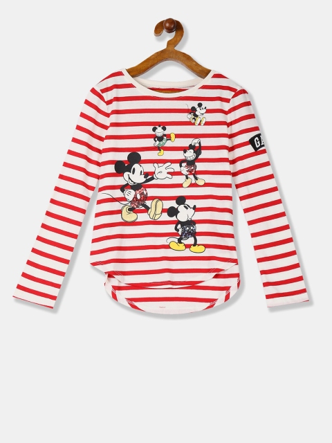 

GAP Girls Red Mickey & Friends Printed Round Neck T-shirt