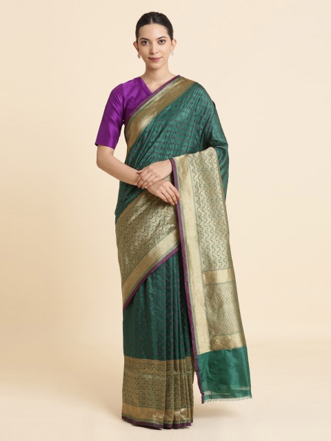

Taneira Green & Gold-Toned Woven Design Banarasi Sustainable Saree