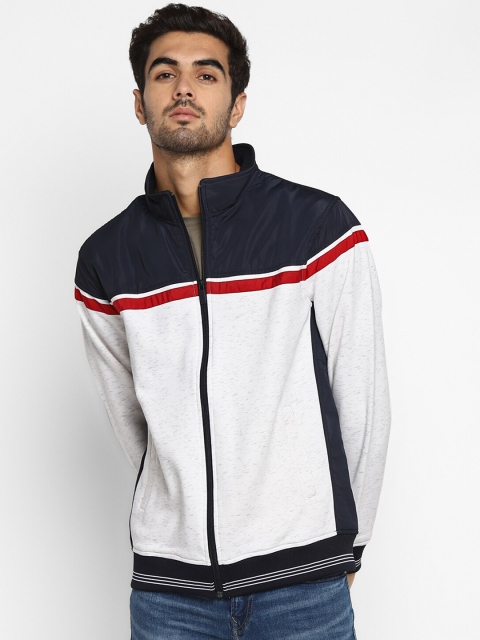 

Octave Men White & Navy Blue Solid Sweatshirt