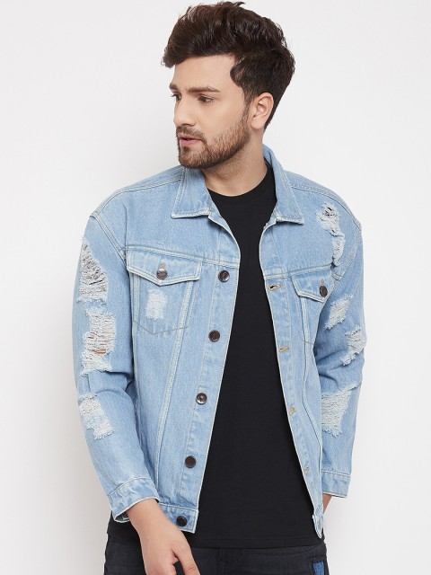 

FUGAZEE Men Blue Printed Denim Jacket