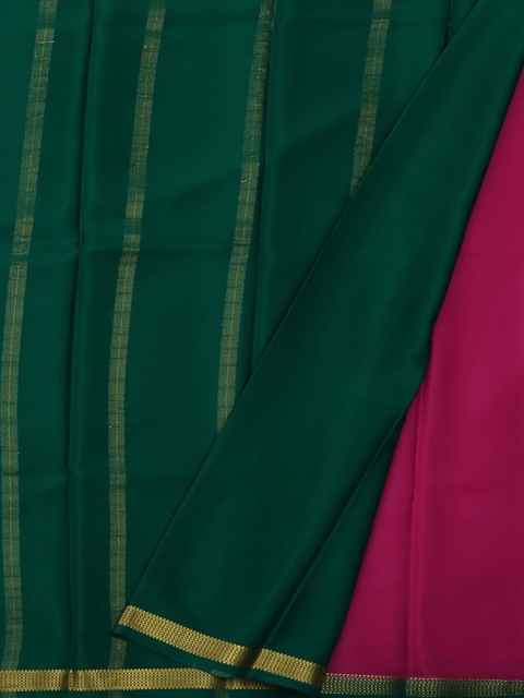

Pothys Pink & Green Pure Silk Solid Mysore Silk Saree
