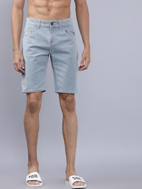 

HIGHLANDER Men Blue Solid Slim Fit Denim Shorts