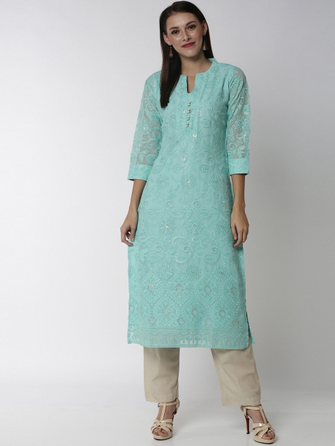 

Soch Women Sea Green Embellished Straight Kurta