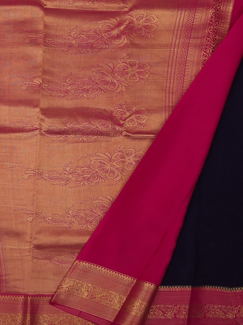 

Pothys Navy Blue & Pink Pure Silk Solid Mysore Silk Saree