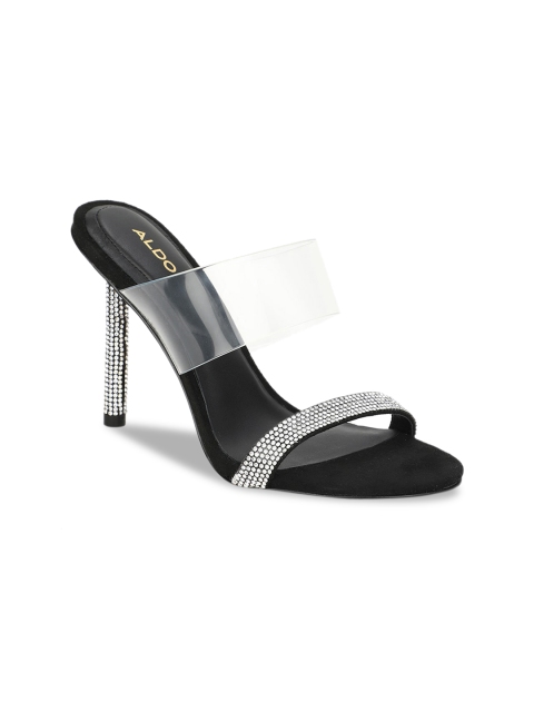 

ALDO Women Black & Silver-Toned Embellished Stilettos