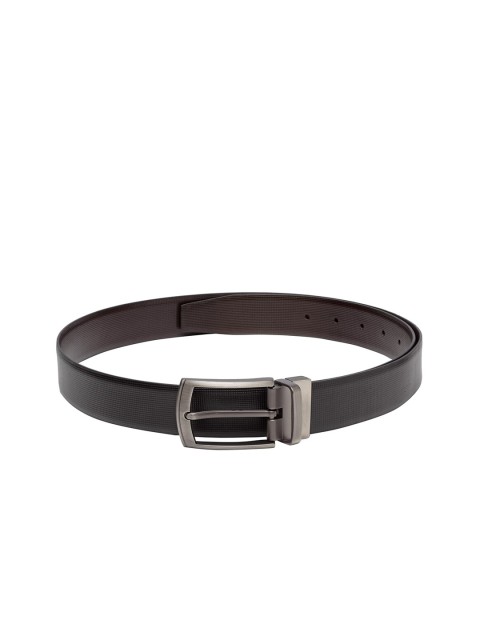 

Teakwood Leathers Men Black & Brown Textured Leather Reversible Belt