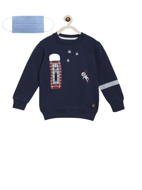 

Lil Tomatoes Boys Navy Blue Printed Sweatshirt