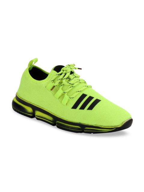

Woakers Men Fluorescent Green Mesh Running Shoes
