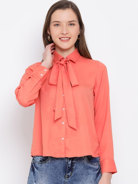 

ALL WAYS YOU Women Orange Solid Shirt Style Top