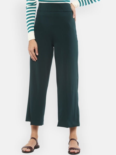 

Van Heusen Woman Green Regular Fit Solid Parallel Trousers