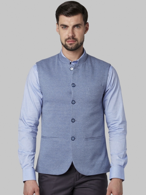 

Park Avenue Men Blue Solid Nehru Jacket