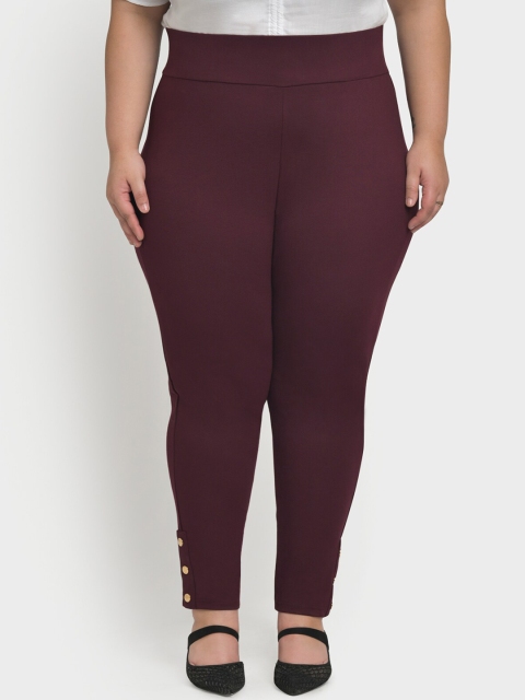 

Martini Women Maroon Solid Slim-Fit Jeggings