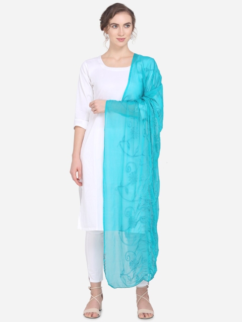 

mf Turquoise Blue Embroidered Dupatta