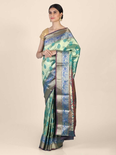 

Hastakala Green & Blue Tissue Woven Design Saree