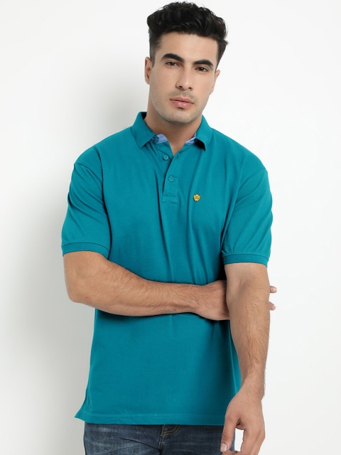 

COBB Men Teal Green Solid Polo Collar T-shirt