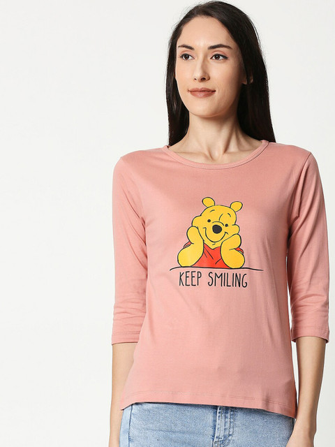 

Bewakoof Women Pink Winnie The Pooh Printed Round Neck T-shirt
