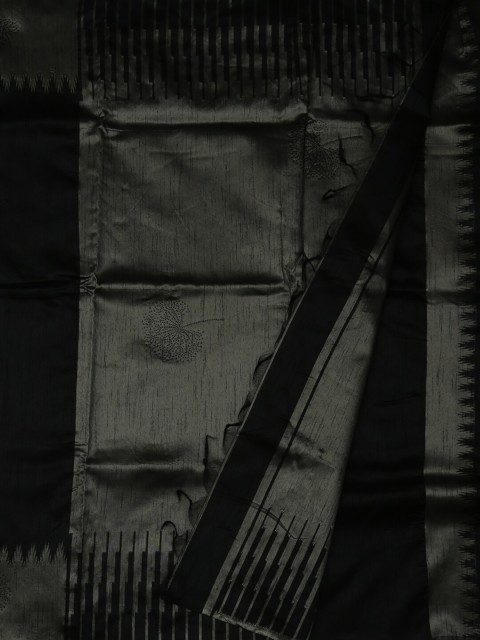 

Pothys Black & Grey Art Silk Solid Saree