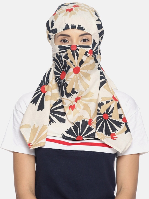 

Bene Kleed Women Cream-Coloured & Navy Blue Printed Scarf