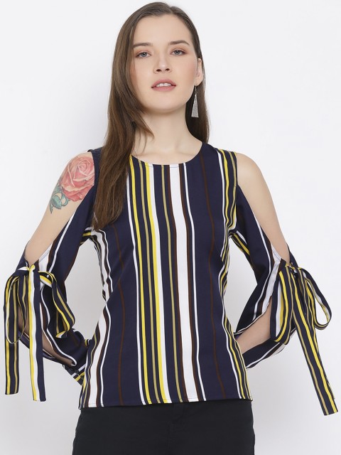 

ALL WAYS YOU Women Navy Blue Striped Top
