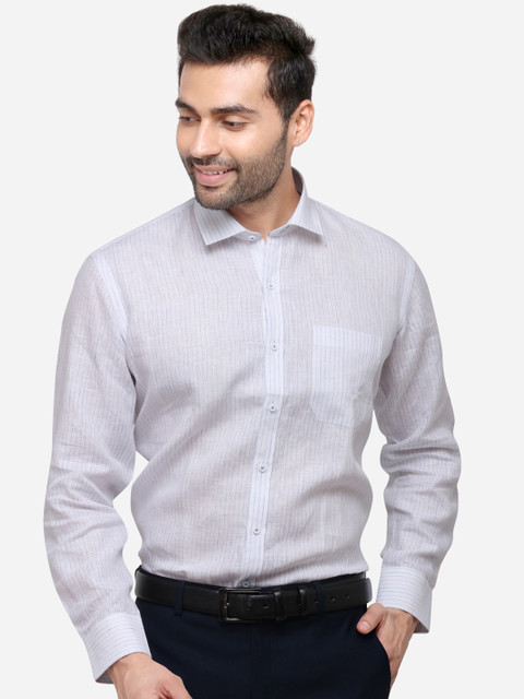 

JADE BLUE Men White & Blue Regular Fit Striped Formal Shirt
