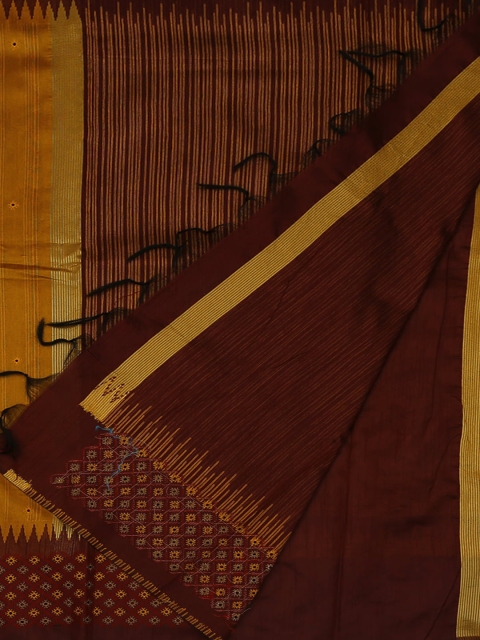 

Pothys Mustard & Brown Art Silk Woven Design Saree