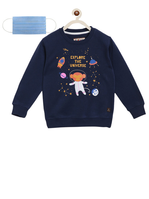 

Lil Tomatoes Boys Navy Blue Printed Sweatshirt