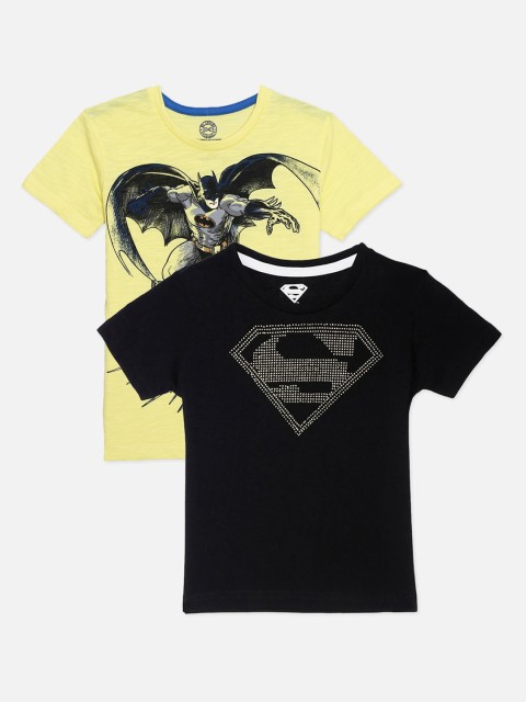 

Kids Ville Boys Pack Of 2 Printed Round Neck T-shirt, Yellow