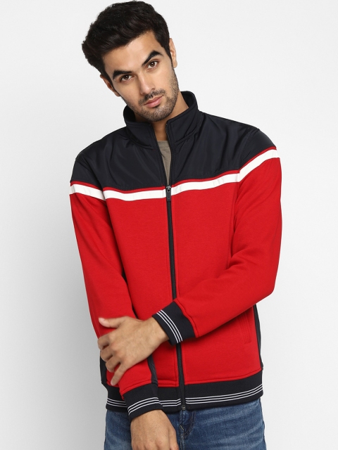 Octave Men Red Colourblocked Sweatshirt