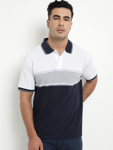 

COBB Men Navy Blue Colourblocked Polo Collar T-shirt