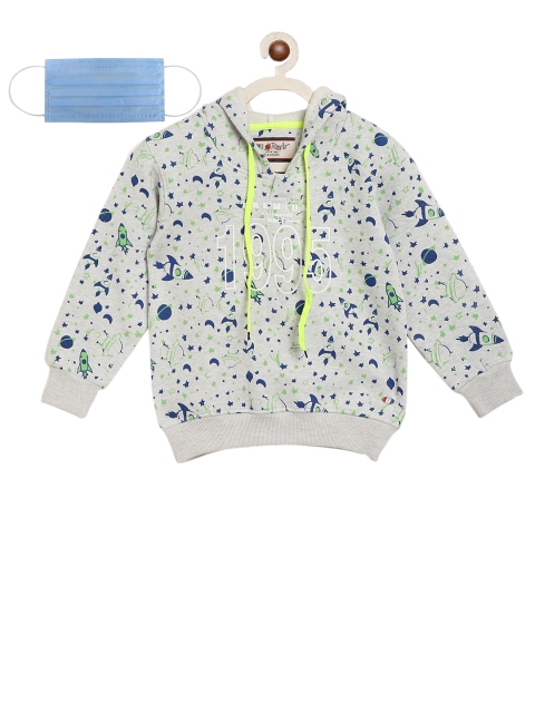 

Lil Tomatoes Boys Grey Printed Hooded Sweatshirt