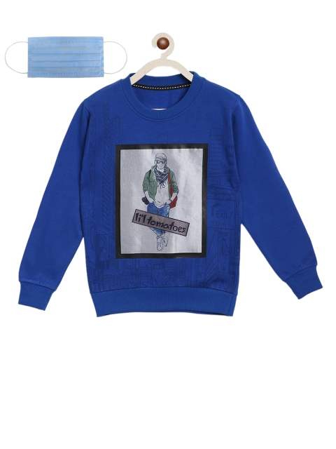 Lil Tomatoes Boys Blue Printed Sweatshirt