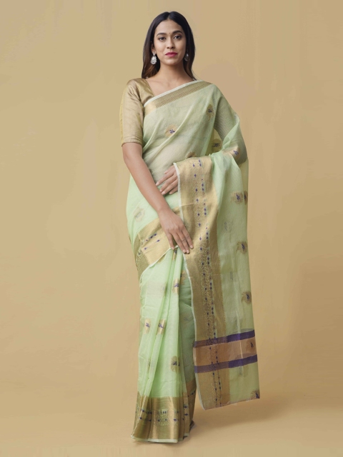 

Unnati Silks Green Silk Cotton Woven Design Kota Saree