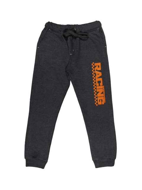 

Todd N Teen Boys Charcoal Grey & Orange Solid Straight-Fit Joggers
